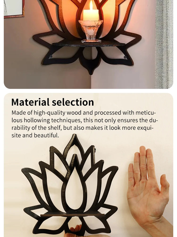 Wooden Lotus Aromatherapy Wall Shelf