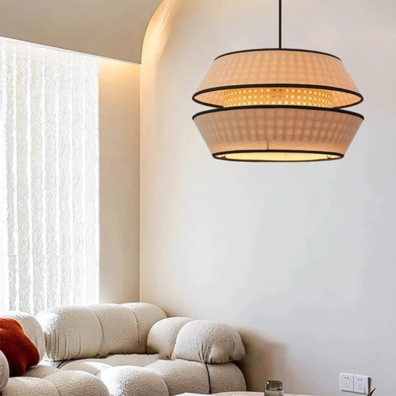 Retro Hand-Woven Rattan Chandelier