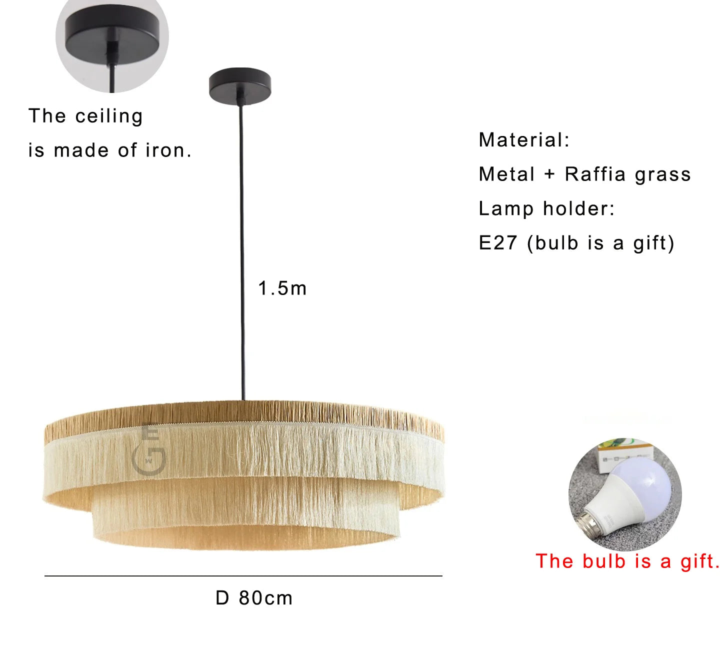 Raffia Rattan Tassel Chandelier