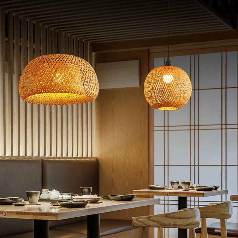 Bamboo Lantern Rattan Pendant (30cm)