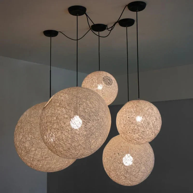 Nordic Rattan Ball Pendant Lamp