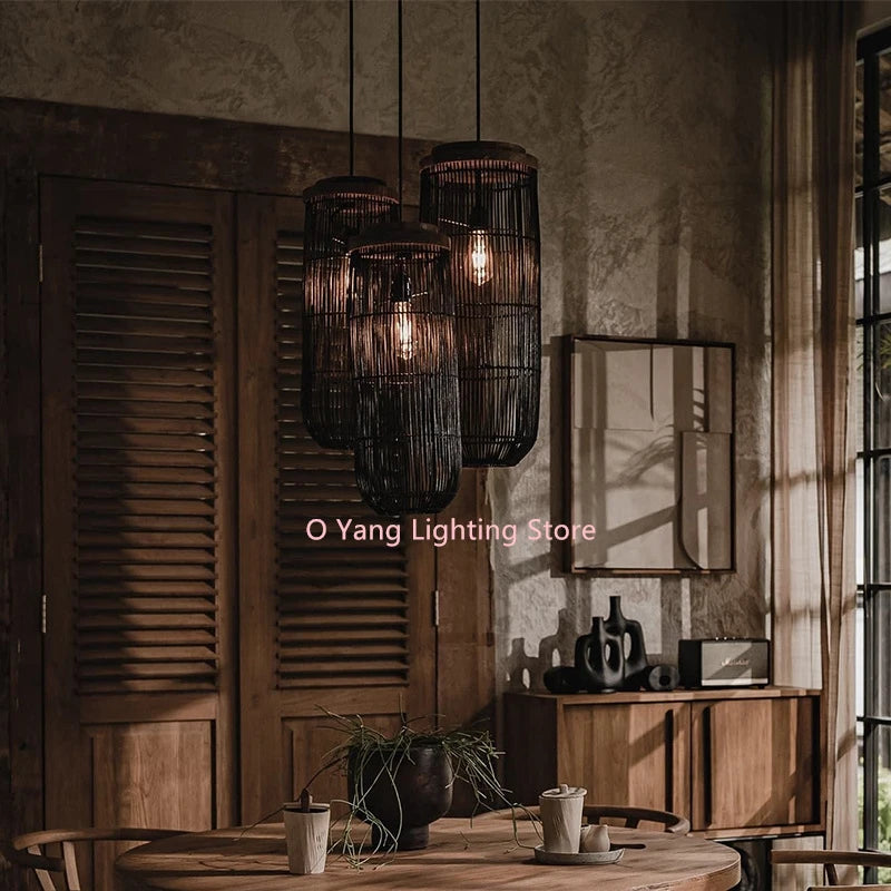 Handmade Woven Rattan LED Pendant