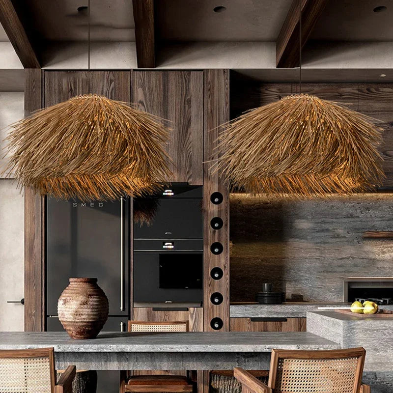 Hand-Woven Rattan Wabi-Sabi Chandelier