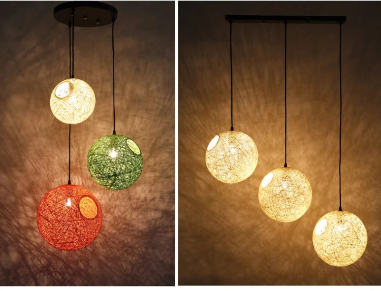 Nordic Rattan Ball Pendant Lamp