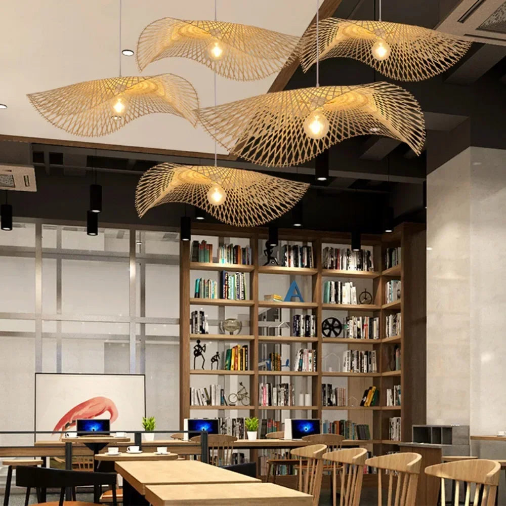 Japanese Bamboo Rattan Pendant Light