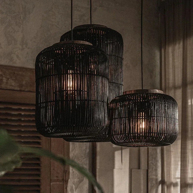 Japanese Wabi-Sabi Rattan Chandelier