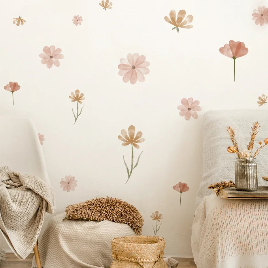 Boho Watercolour Flower Wall Decals