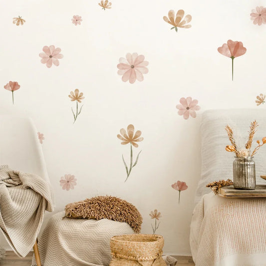 Boho Watercolour Flower Wall Decals
