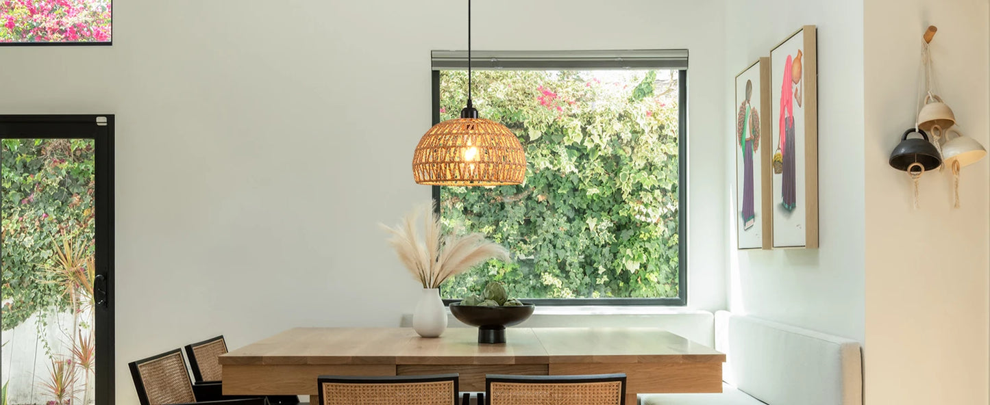 Boho Woven Rattan Pendant Chandelier
