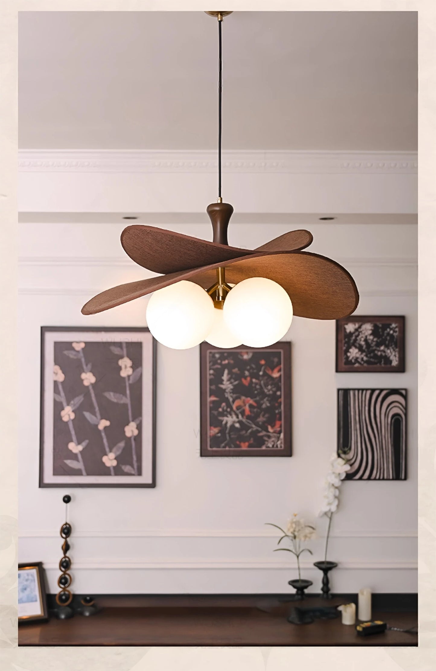 Minimalist Raffia Rattan Chandelier