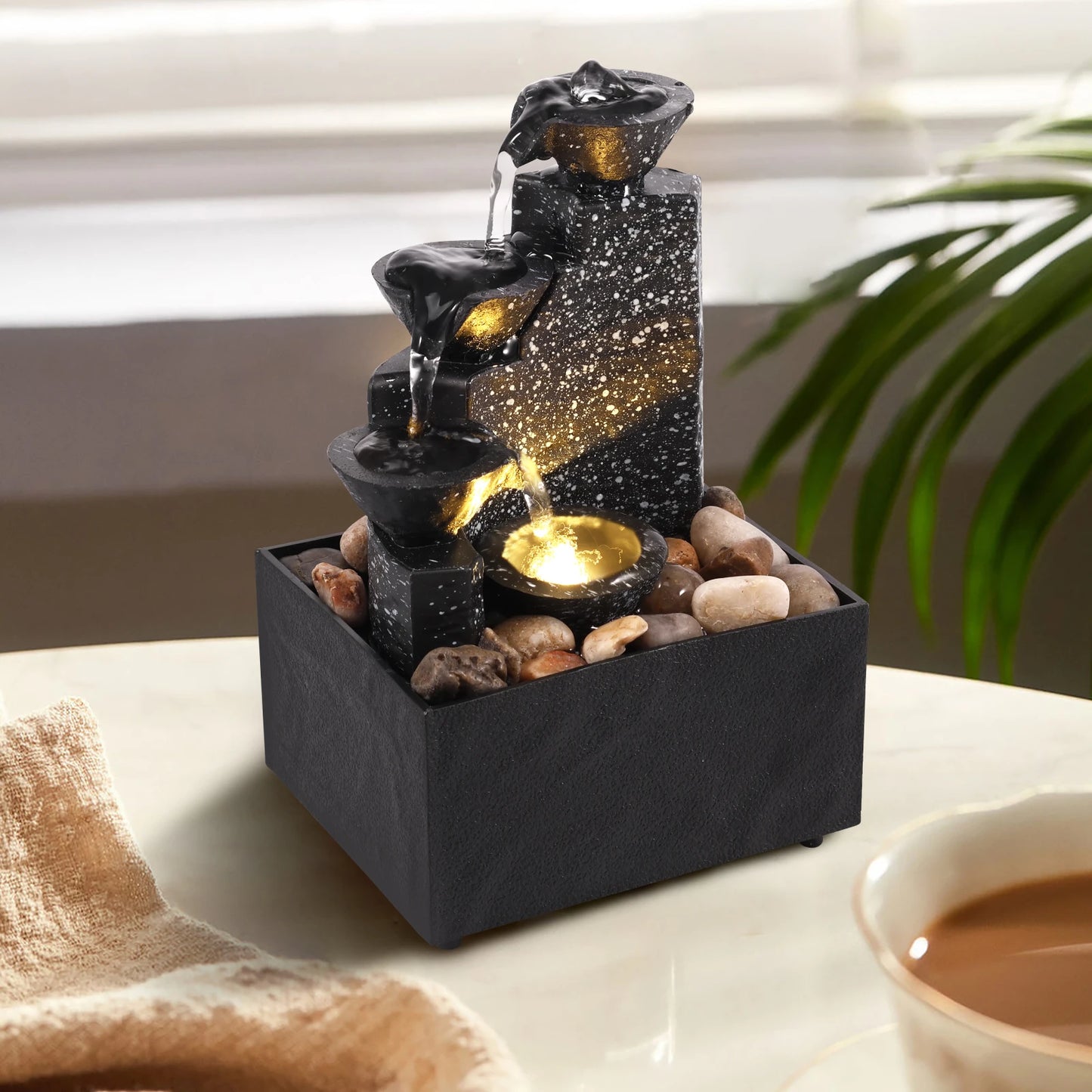 Tabletop Waterfall Fountain with Lights