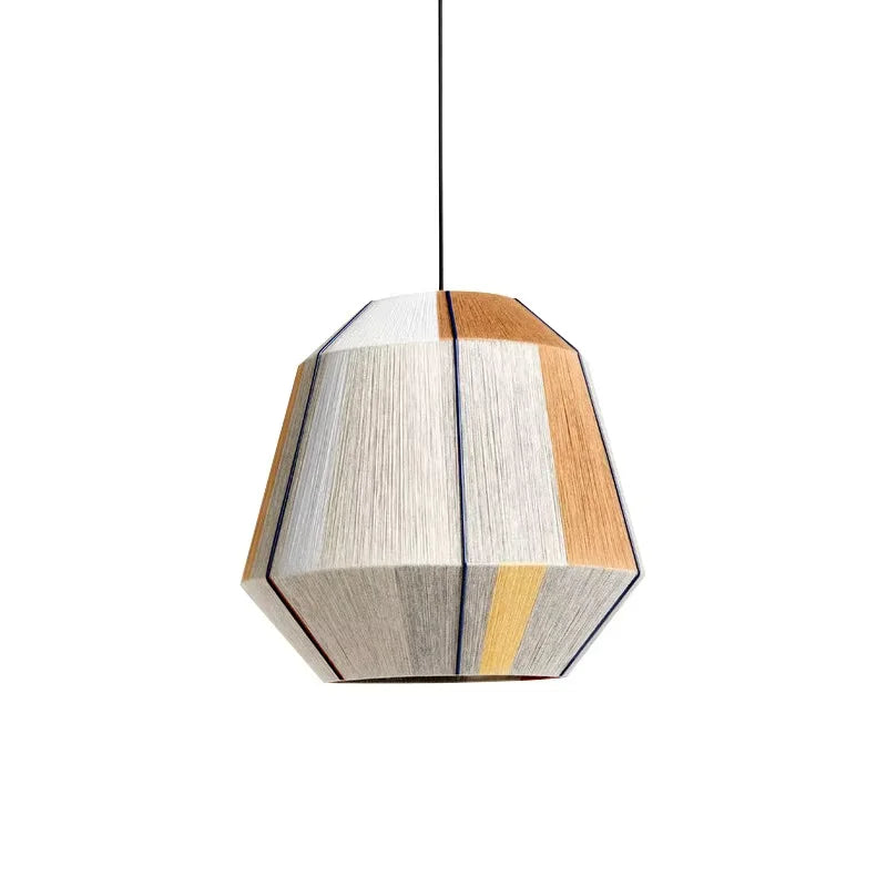 Boho Geometric Colourful Rattan Pendant