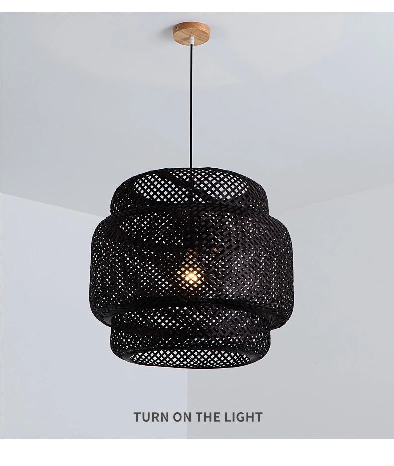 Hand-Woven Bamboo Lantern Pendant