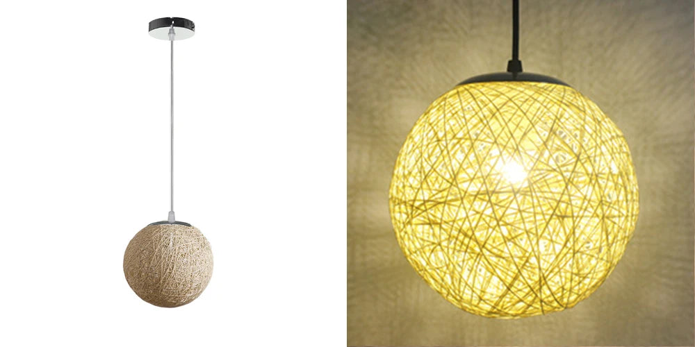 Nordic Hand-Woven Rattan Pendant