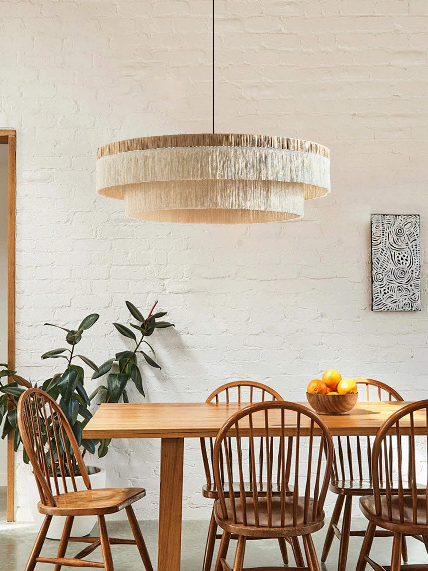 Raffia Rattan Tassel Chandelier
