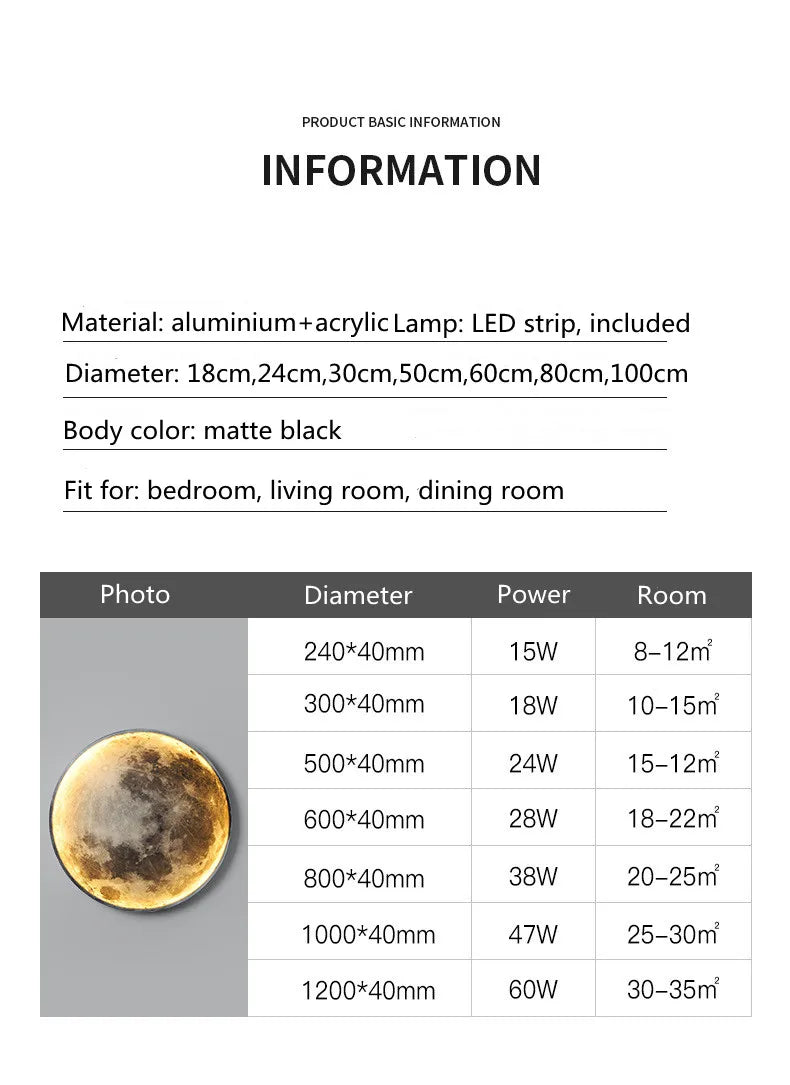 3D LED Moon Wall Lamp (50-80cm)