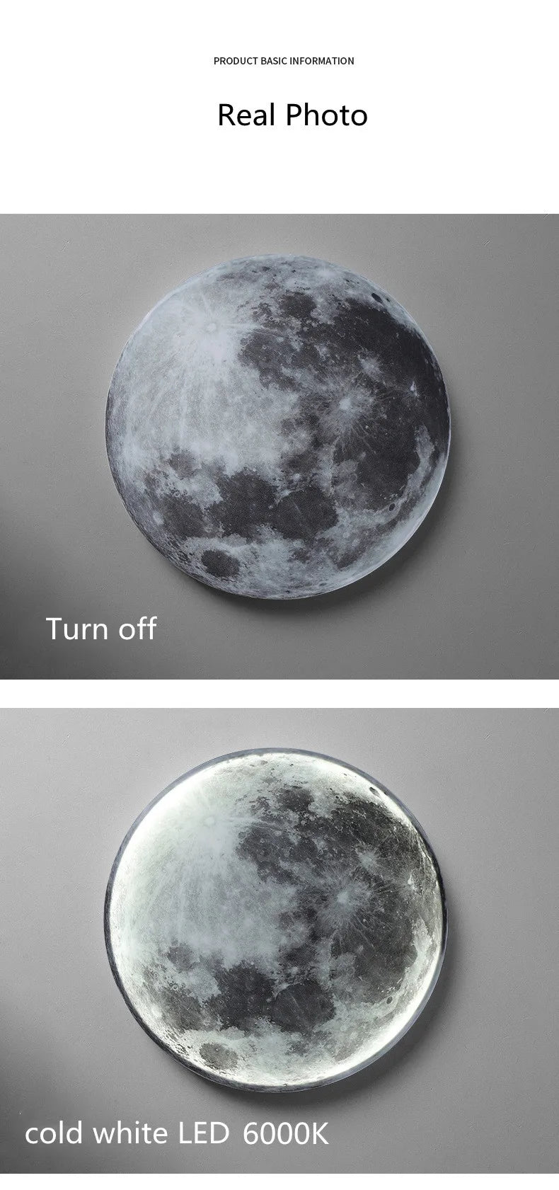 3D LED Moon Wall Lamp (50-80cm)