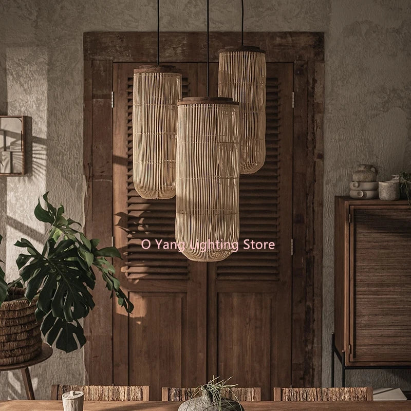 Handmade Woven Rattan LED Pendant