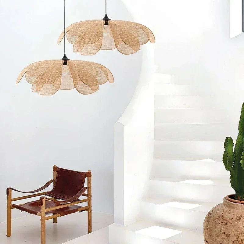 Rattan Petal Pendant Chandelier