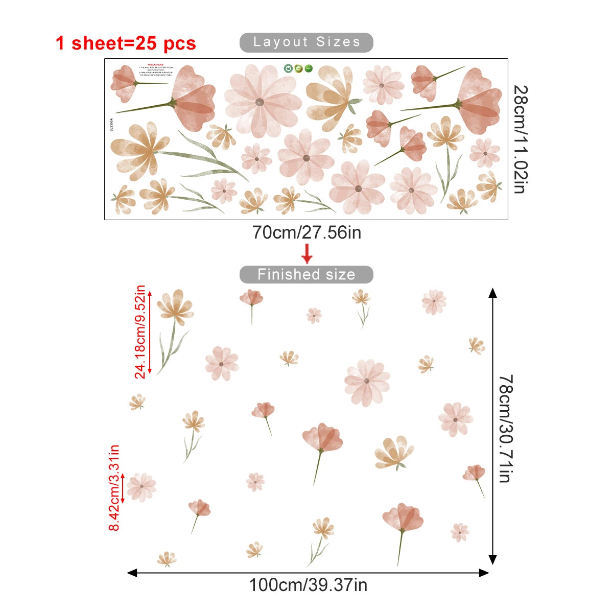 Boho Watercolour Flower Wall Decals