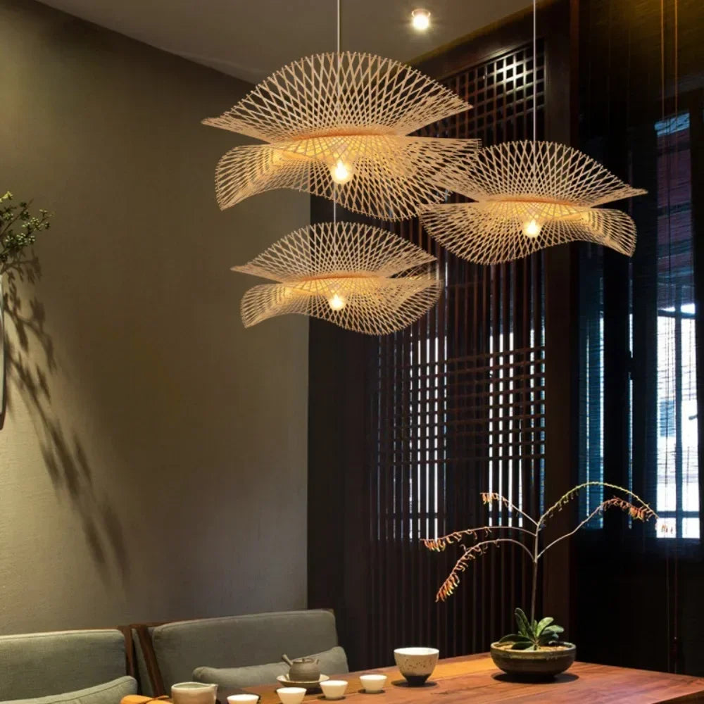 Japanese Bamboo Rattan Pendant Light