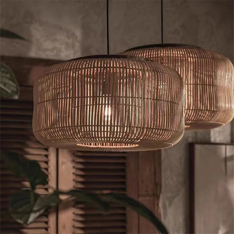 Vintage Rattan Wicker Pendant Light