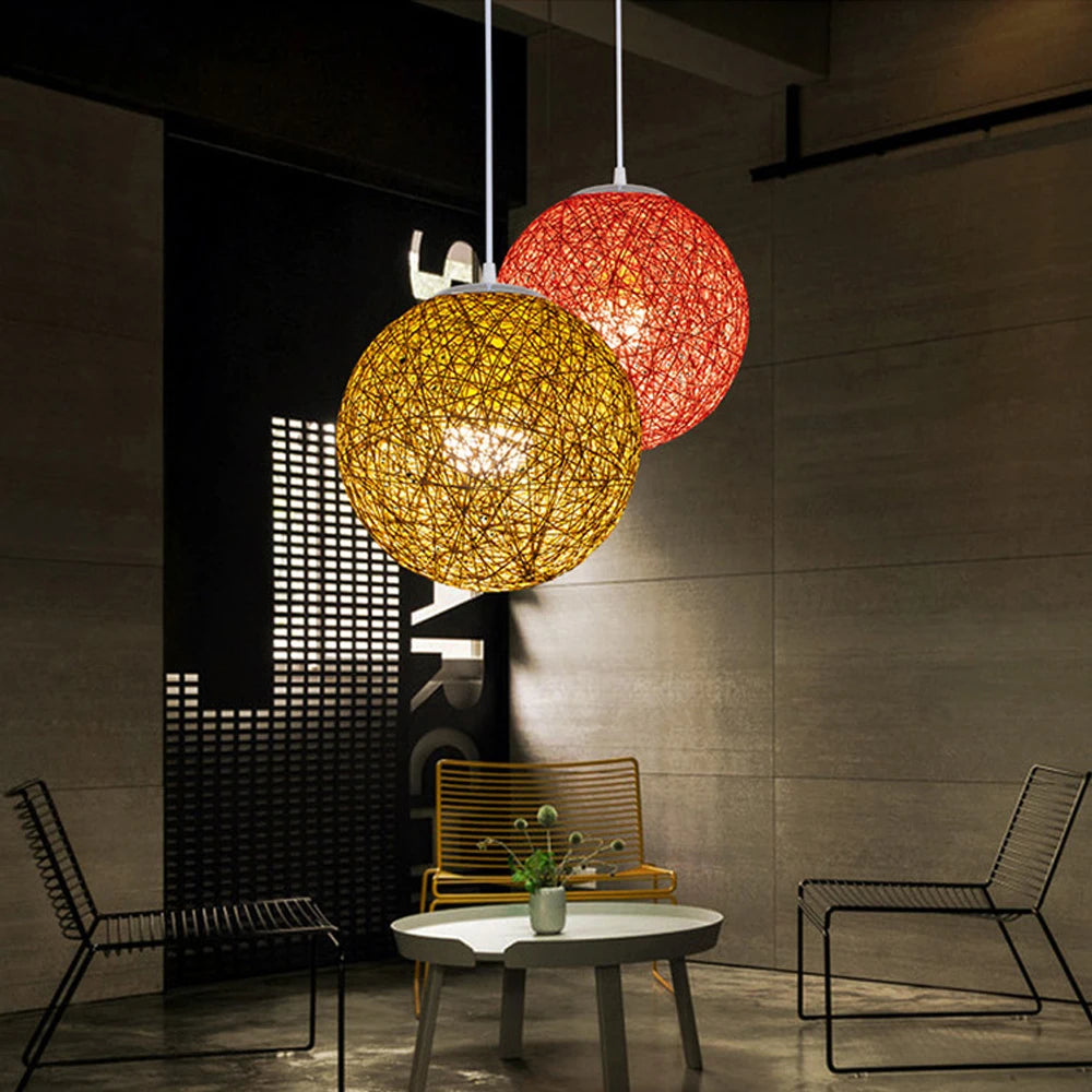 Nordic Hand-Woven Rattan Pendant