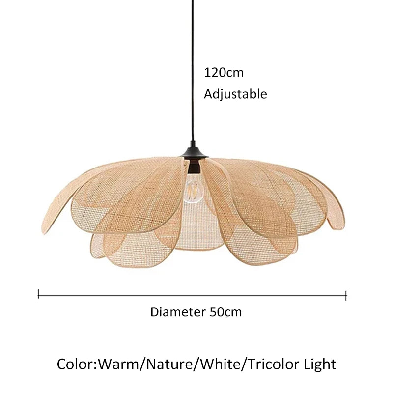 Rattan Woven Petal LED Pendant
