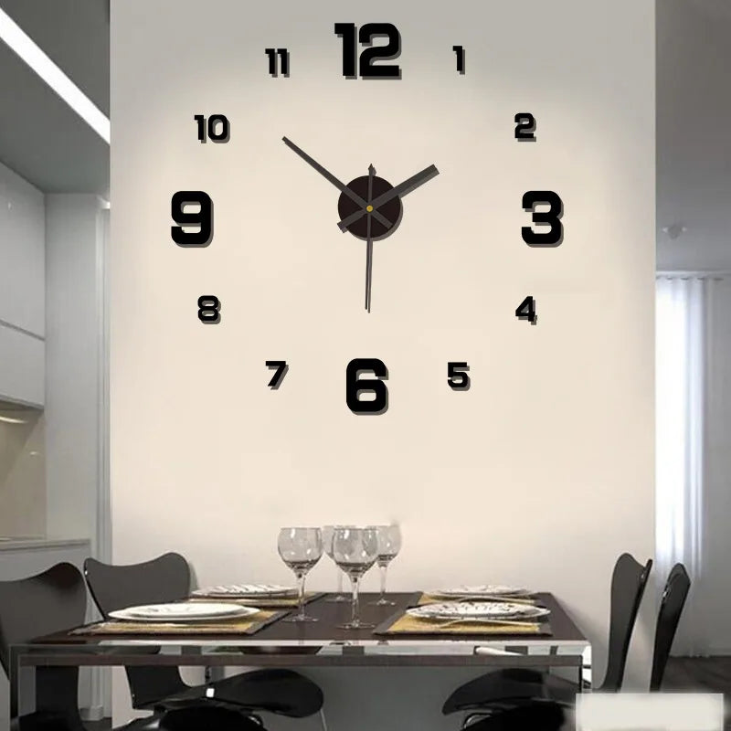 3D Frameless DIY Wall Clock Stickers