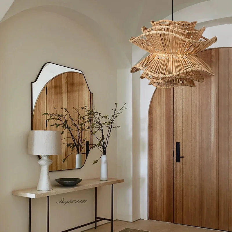 Nordic Multi-Tier Rattan Chandelier