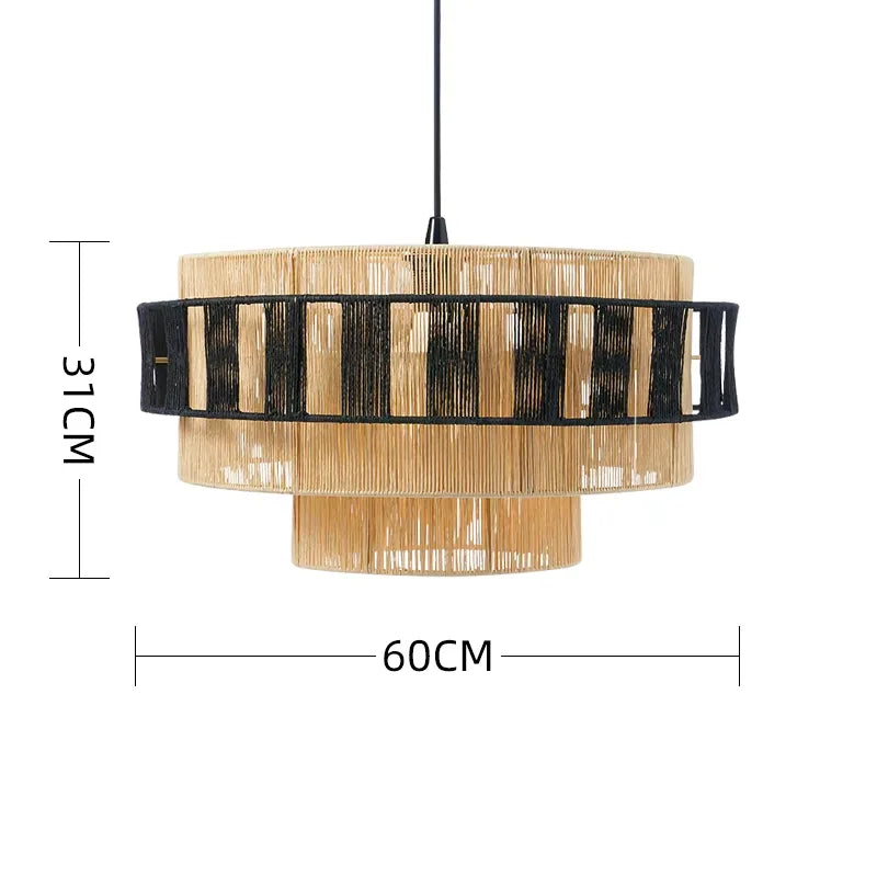 Boho Geometric Colourful Rattan Pendant