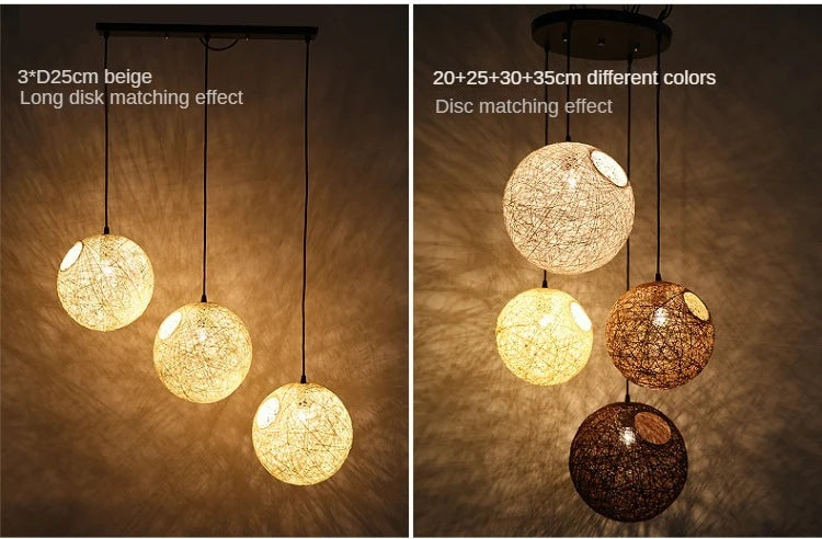 Nordic Rattan Ball Pendant Lamp