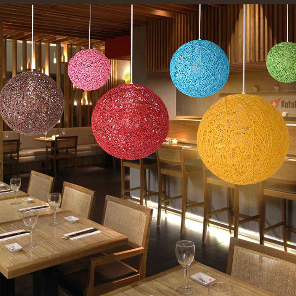 Nordic Hand-Woven Rattan Pendant