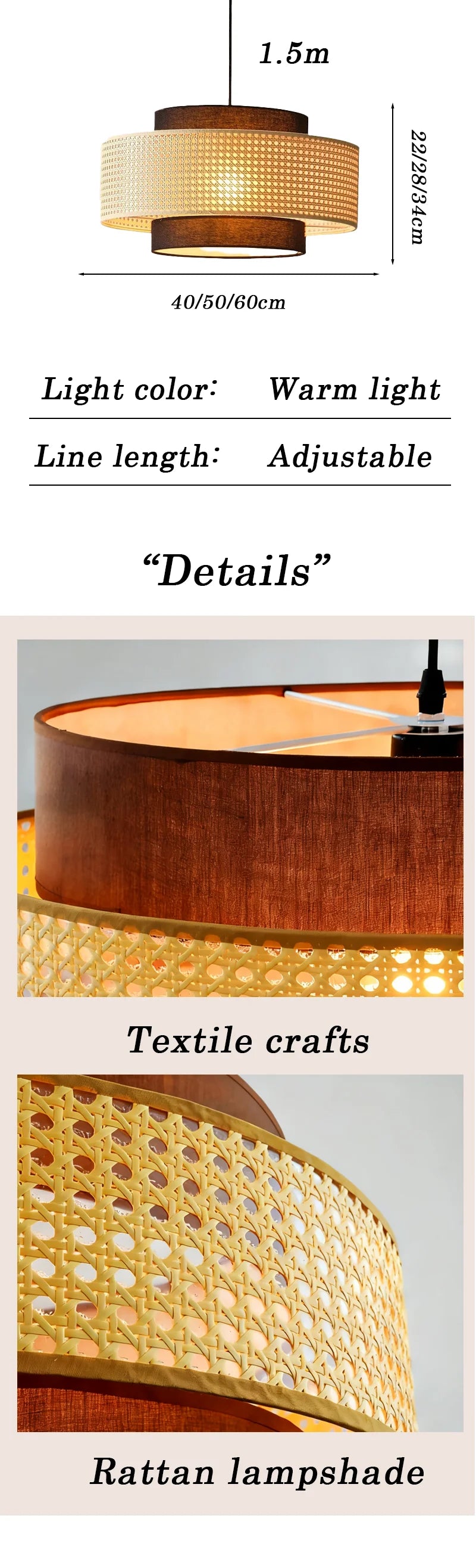 Vintage Handmade Rattan LED Pendant