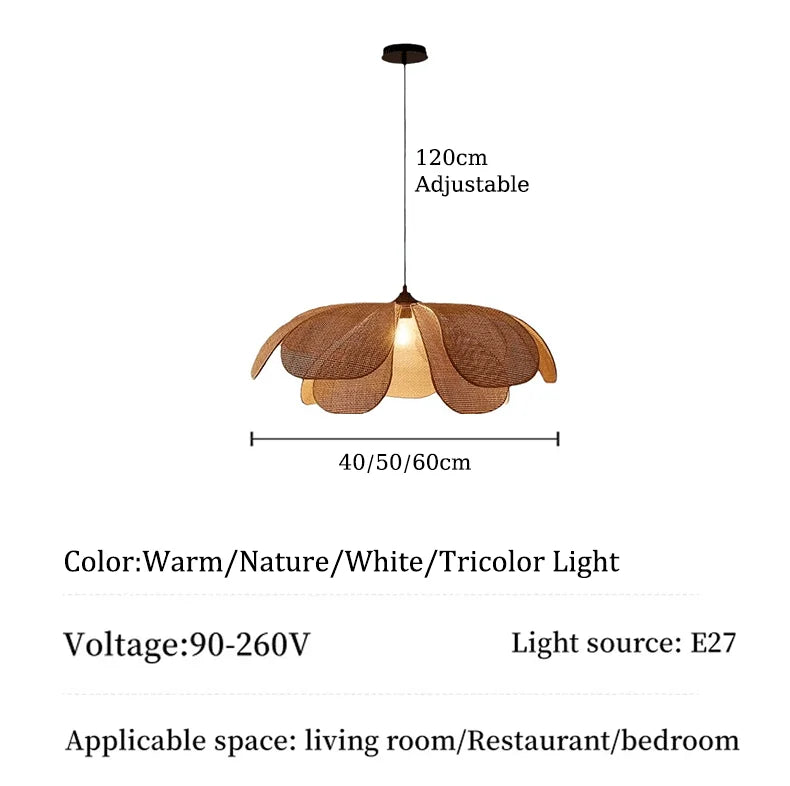 Rattan Woven Petal LED Pendant