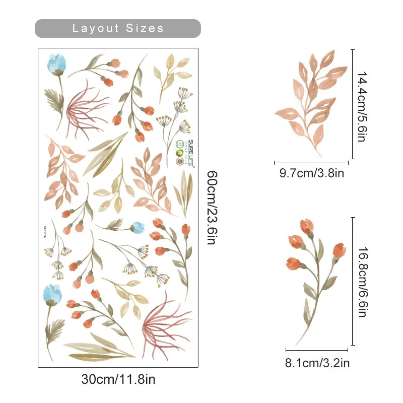 Boho Watercolour Flower Wall Decals