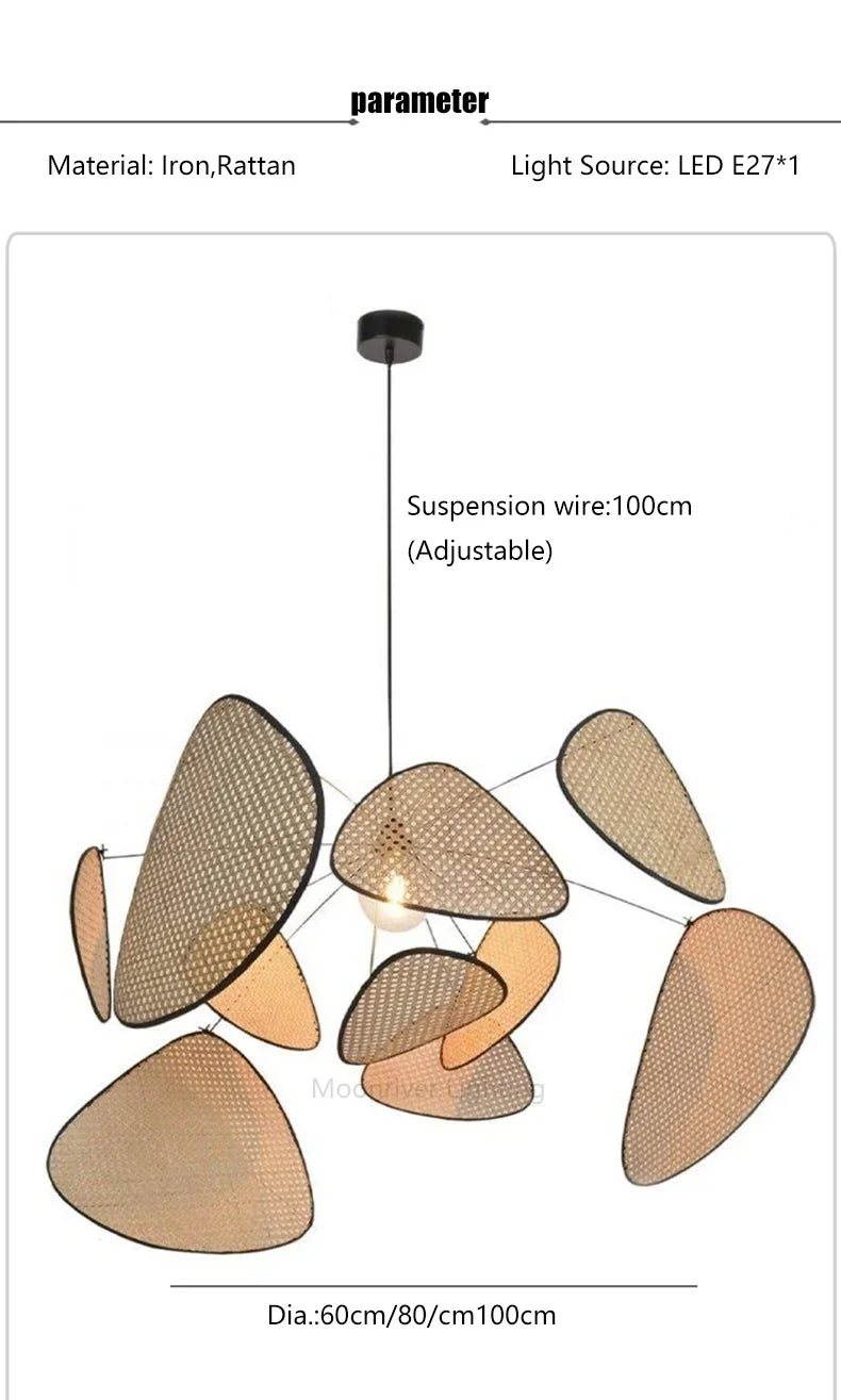 Rattan Petal Pendant Chandelier