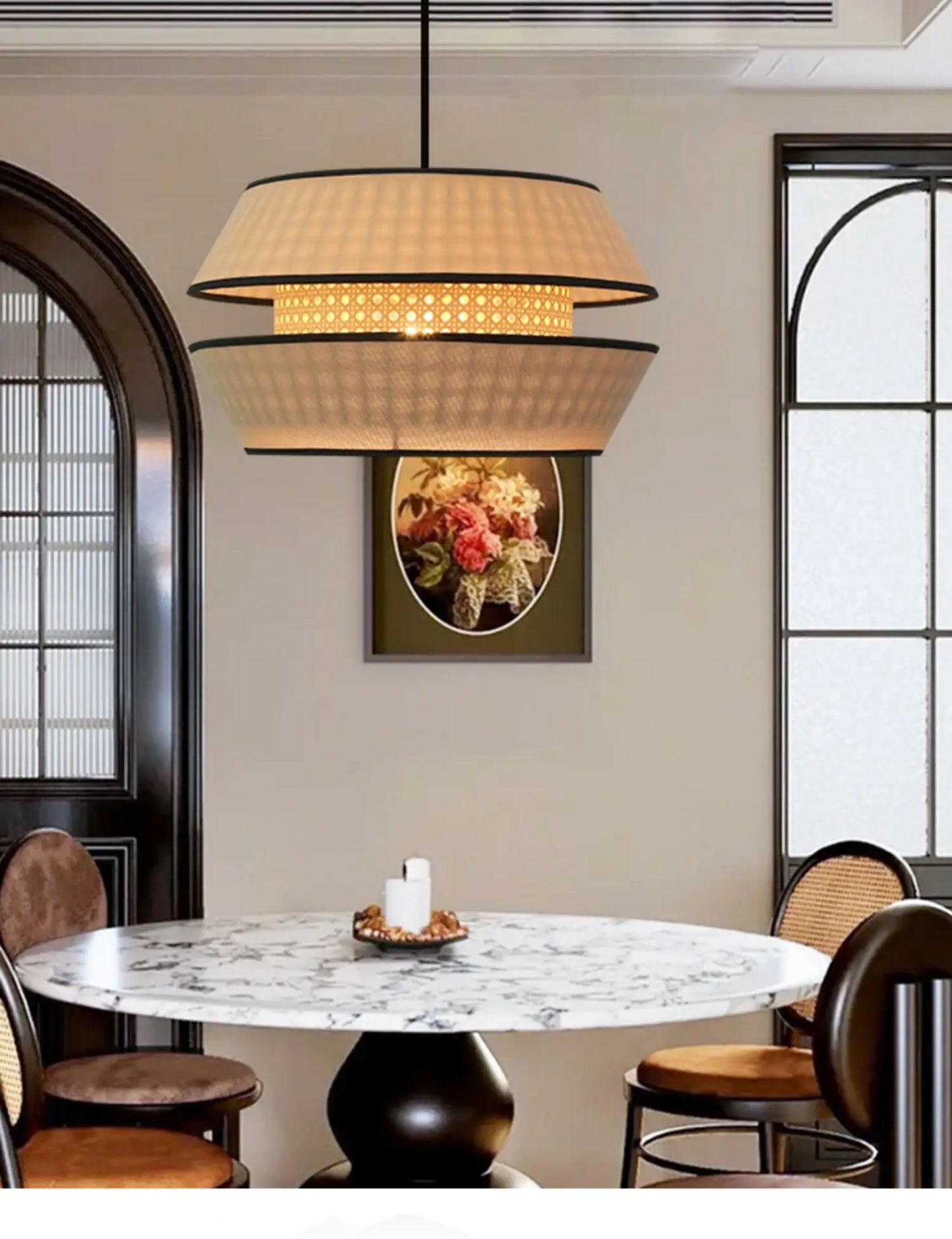 Retro Hand-Woven Rattan Chandelier