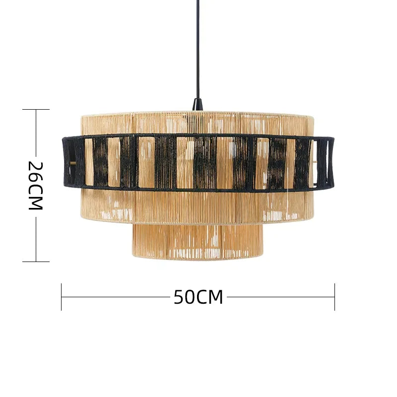 Boho Geometric Colourful Rattan Pendant
