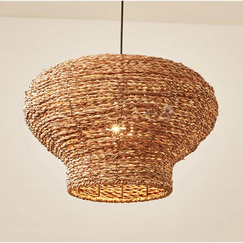 Retro Woven Rattan Wicker Chandelier