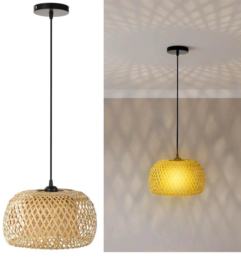 Bamboo Lantern Rattan Pendant Light