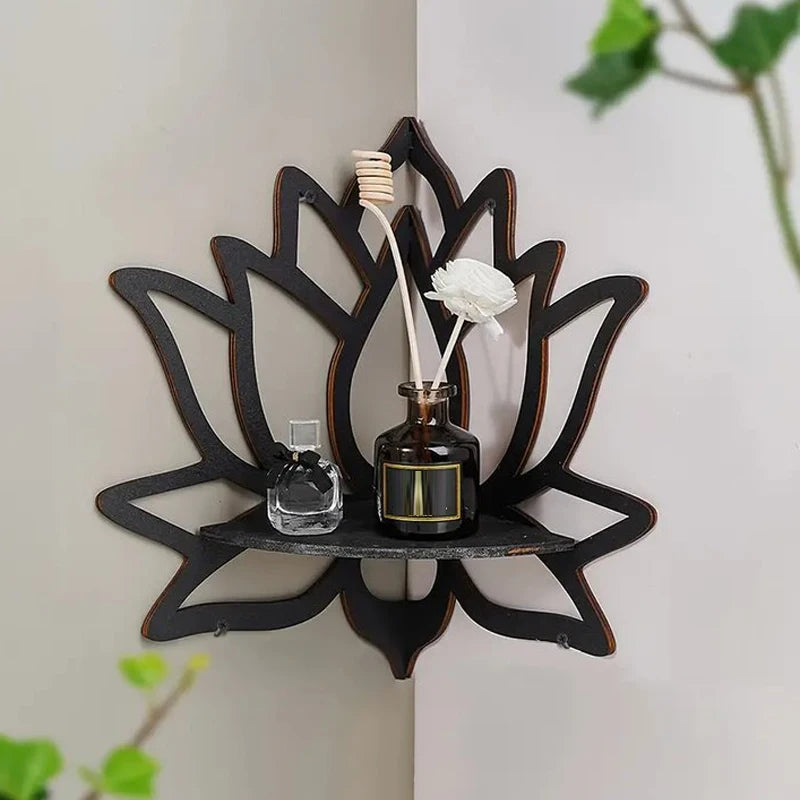 Wooden Lotus Aromatherapy Wall Shelf