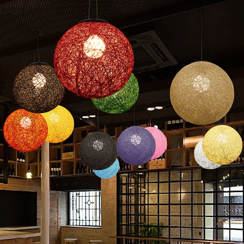 Nordic Rattan Ball Pendant Lamp