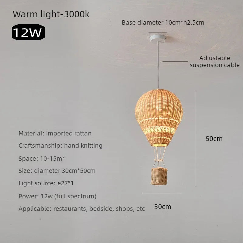 Hot Air Balloon Rattan Pendant Light