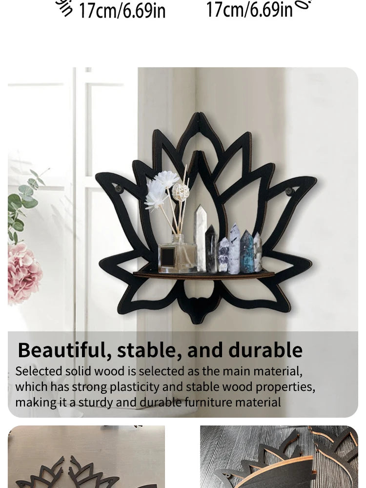 Wooden Lotus Aromatherapy Wall Shelf