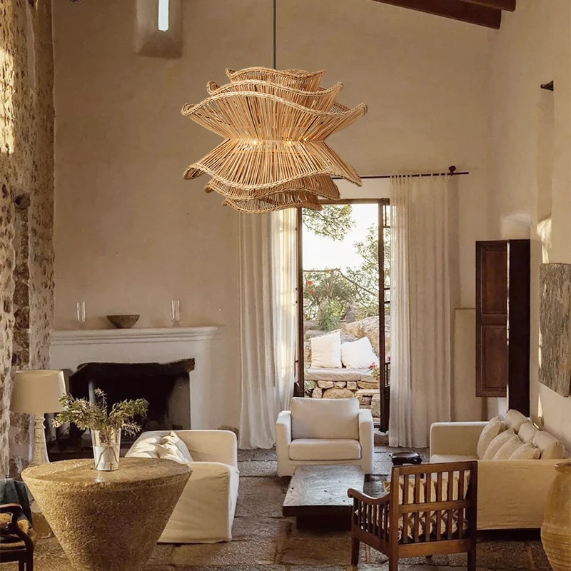 Nordic Multi-Tier Rattan Chandelier