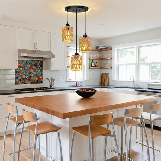 Retro Vine 3-Light Rattan Chandelier