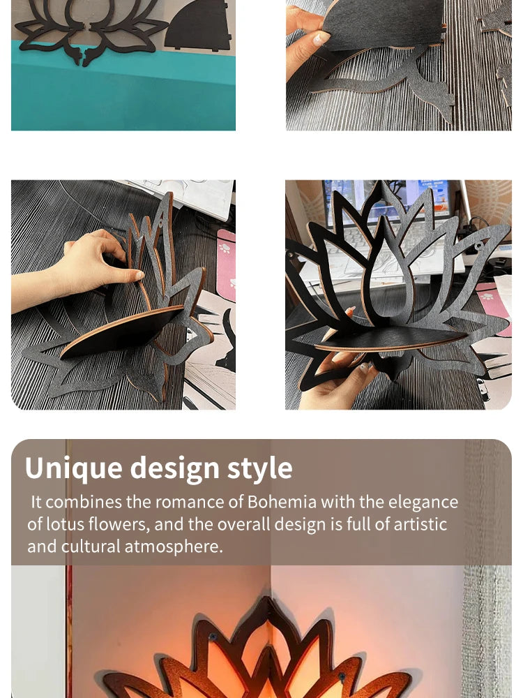 Wooden Lotus Aromatherapy Wall Shelf