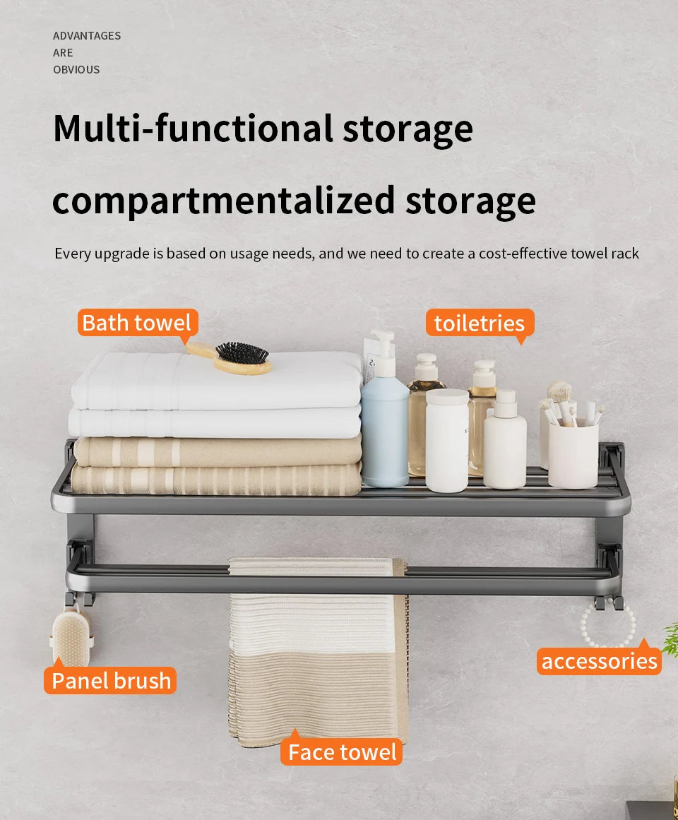 Matte Black Folding Towel Rack