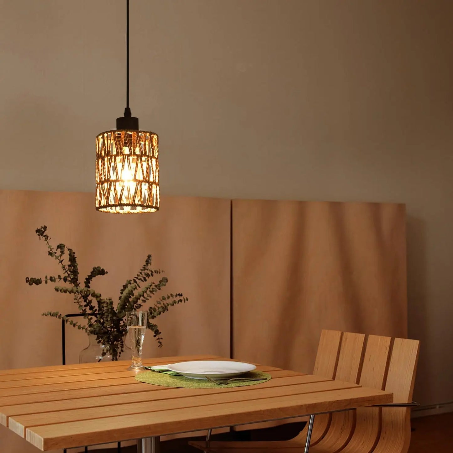 Retro Vine 3-Light Rattan Chandelier